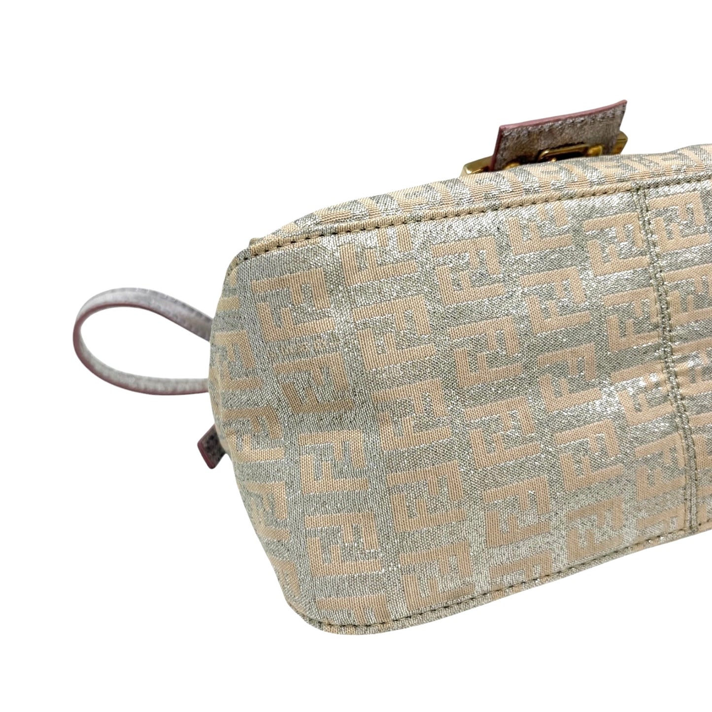 FENDI Vintage FF Zucchino Mini Mamma Baguette Shoulder Bag Pink Silver 902294
