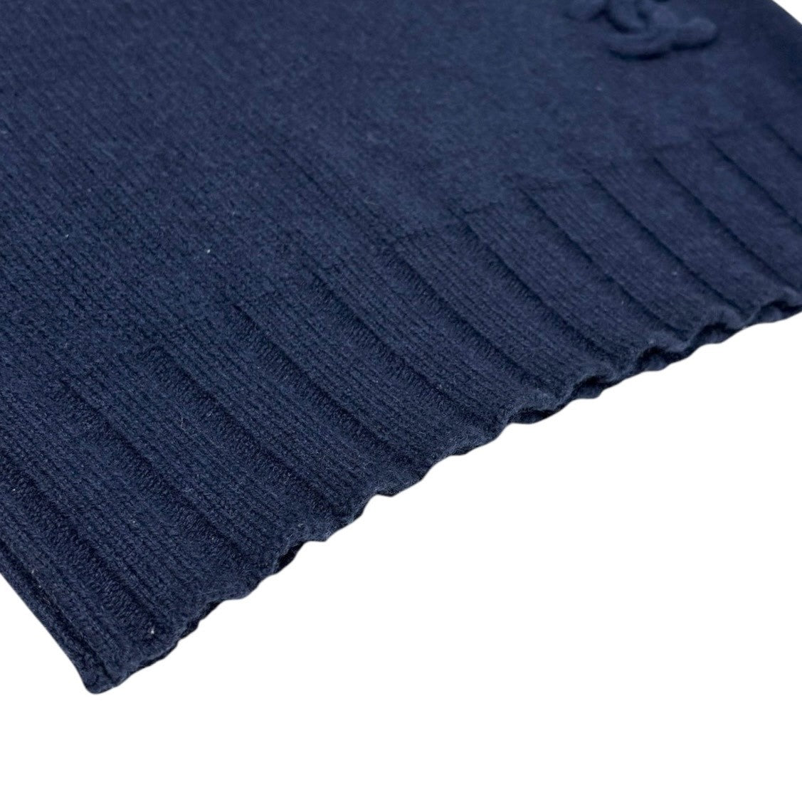 CHANEL Vintage P44576 CC Mark Logo Cashmere Knit Sweater Top #36 Dark Blue Navy