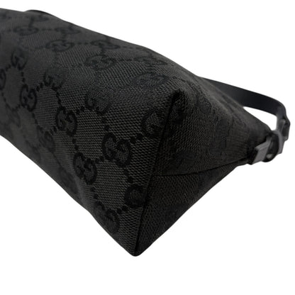 GUCCI Vintage GG Monogram Logo Canvas Mini Shoulder Bag Pochette Black 902035