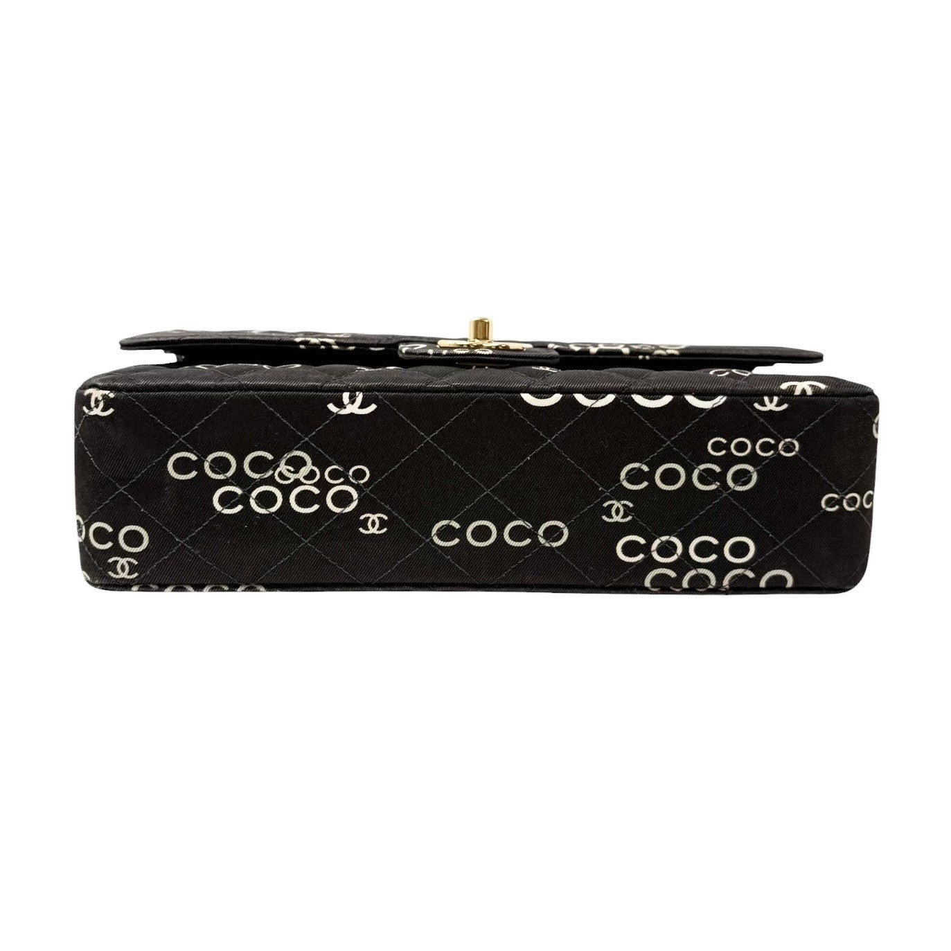 CHANEL Vintage CC Logo Print Turnlock Quilted Chain Shoulder Bag Black 901823