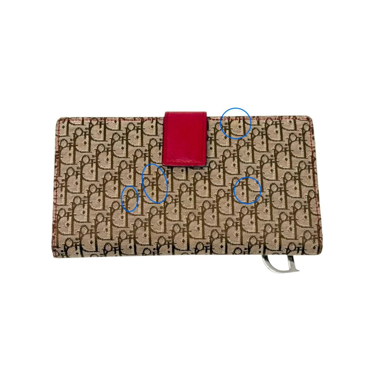 Christian Dior Vintage Trotter Monogram Rasta Color Canvas Saddle Wallet Beige