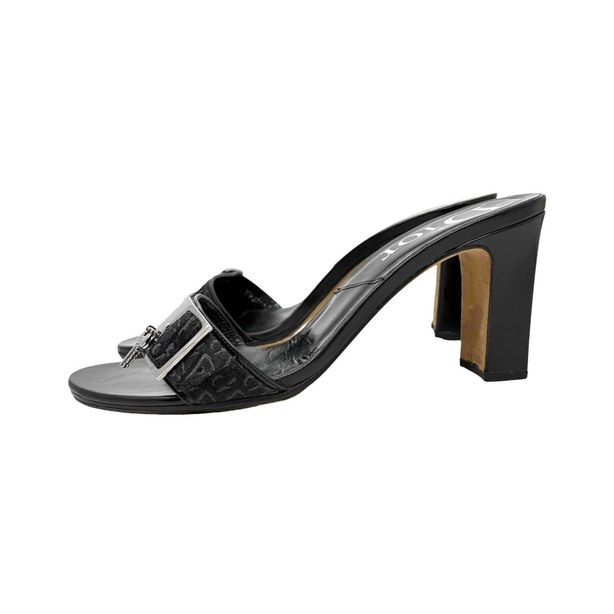 Christian Dior Vintage Trotter Monogram Sandals Heels #37 Black Silver 902027