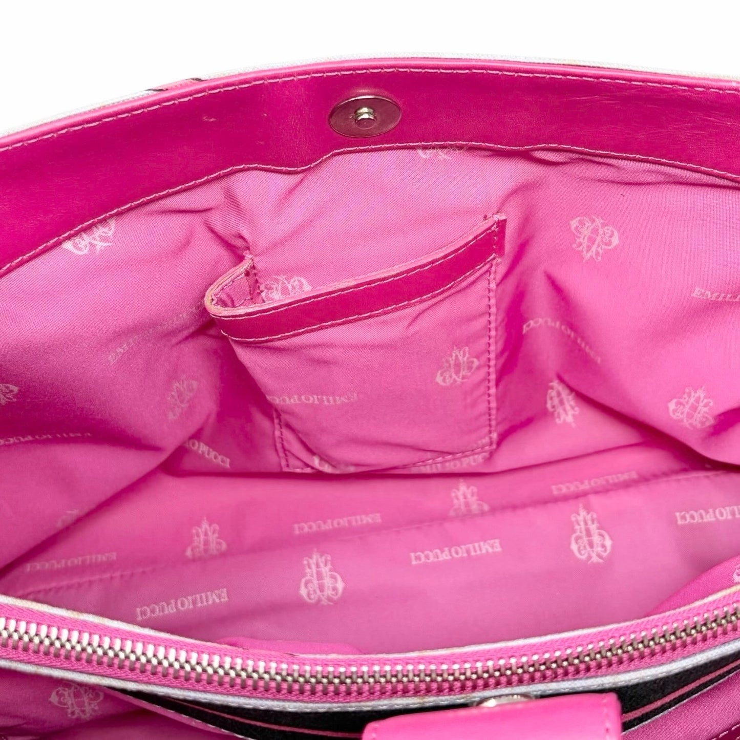 EMILIO PUCCI Vintage Logo Geometric Multicolor Tote Bag Pink  902039