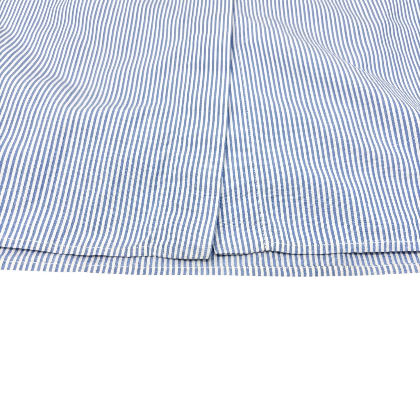 CHANEL Vintage 99P CC Logo Shirt Top #40 Button Up Stripe Blue Short Sleeve