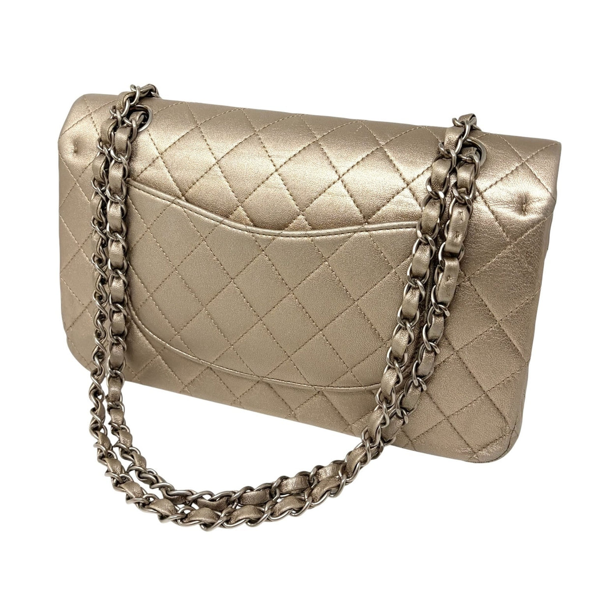 CHANEL Vintage CC Turnlock Quilted Chain Flap Bag 2 Way Metallic Gold 902919