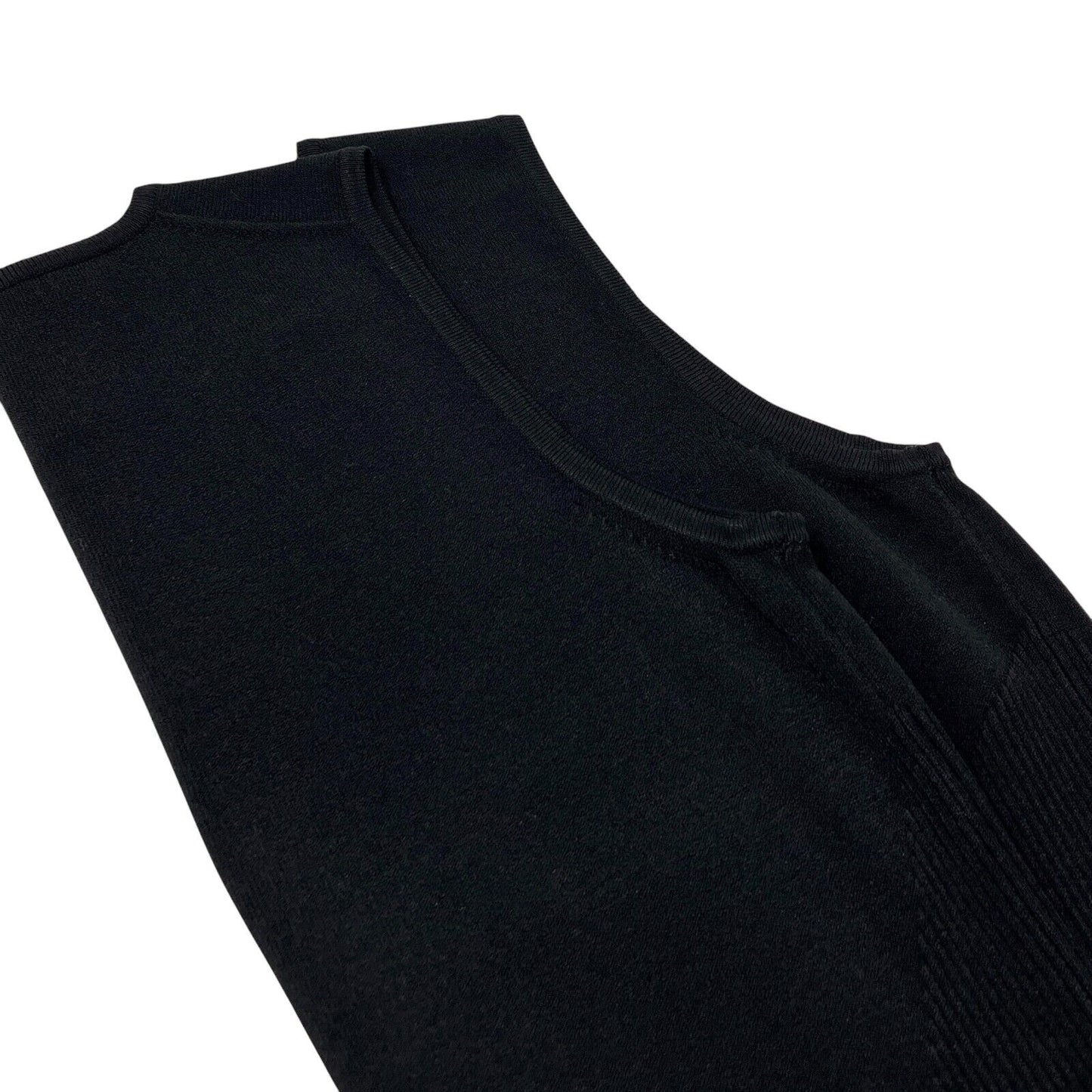 CHANEL Vintage 05P CC Logo Summer Knit Tank Top #42 Round Neck Black Viscose