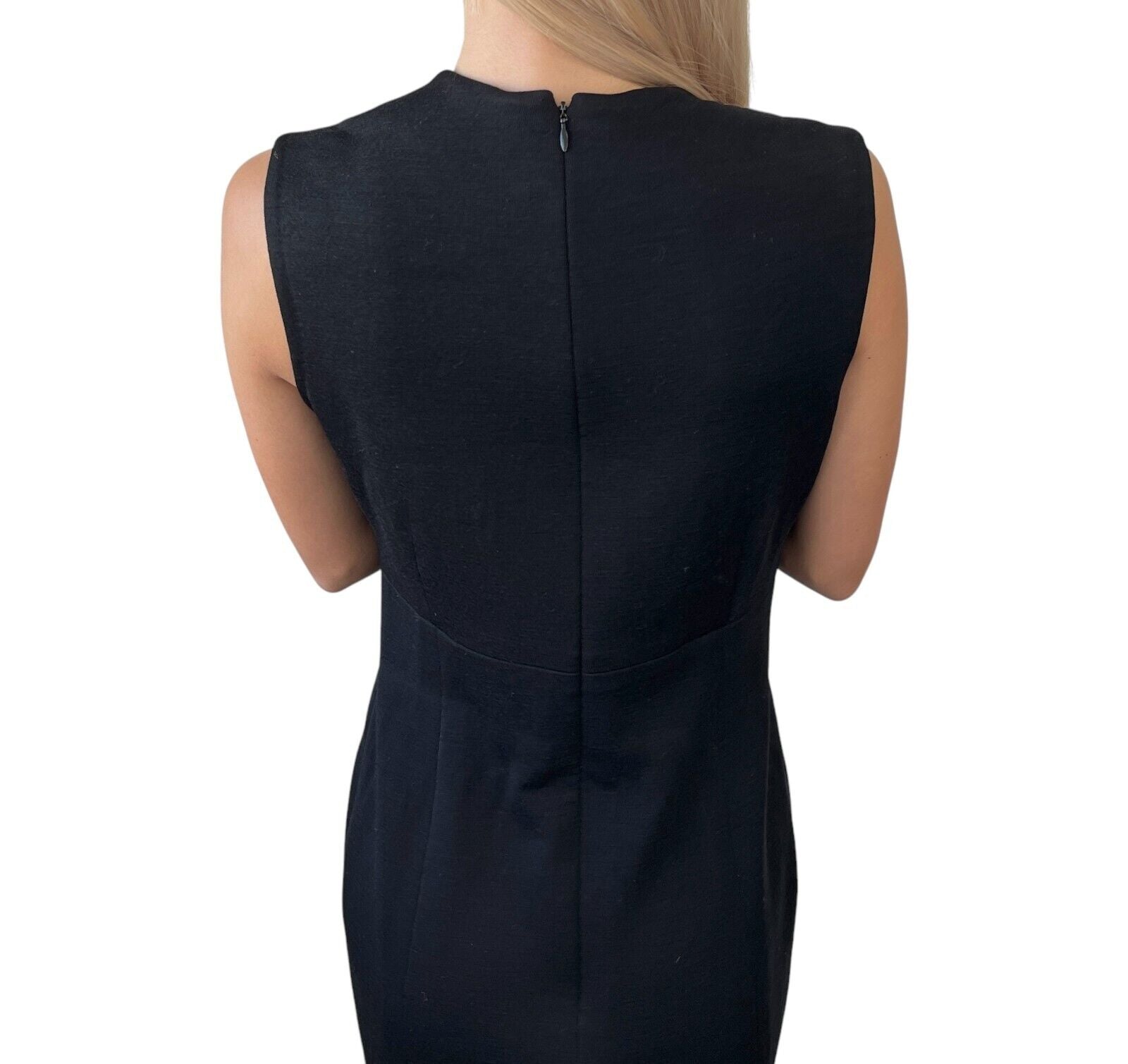 CHANEL Vintage 95A CC Mark Logo Dress One-piece #40 Black Silk Button