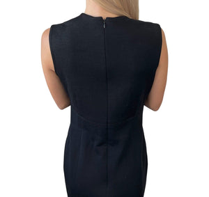 CHANEL Vintage 95A CC Mark Logo Dress One-piece #40 Black Silk Button
