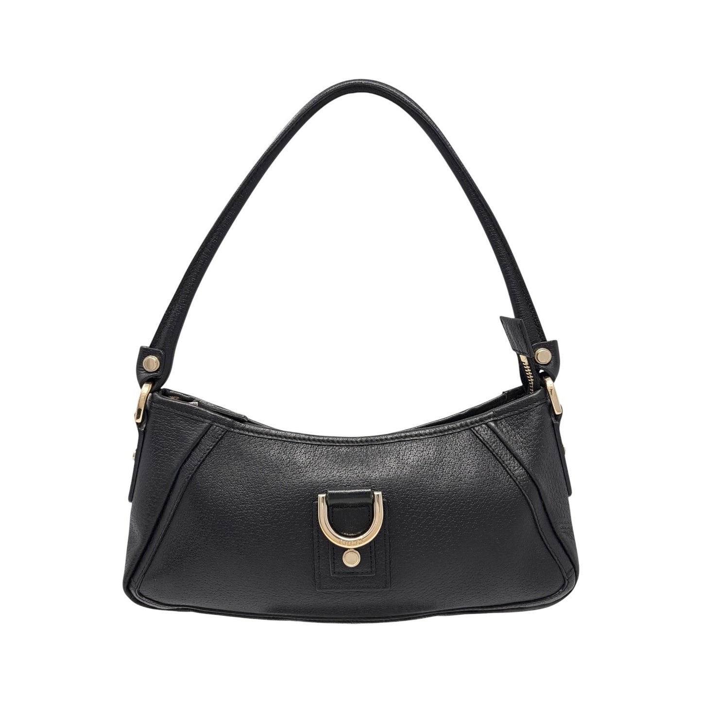 GUCCI Vintage Logo Abbey Shoulder Bag Pochette Black Gold Leather 901850