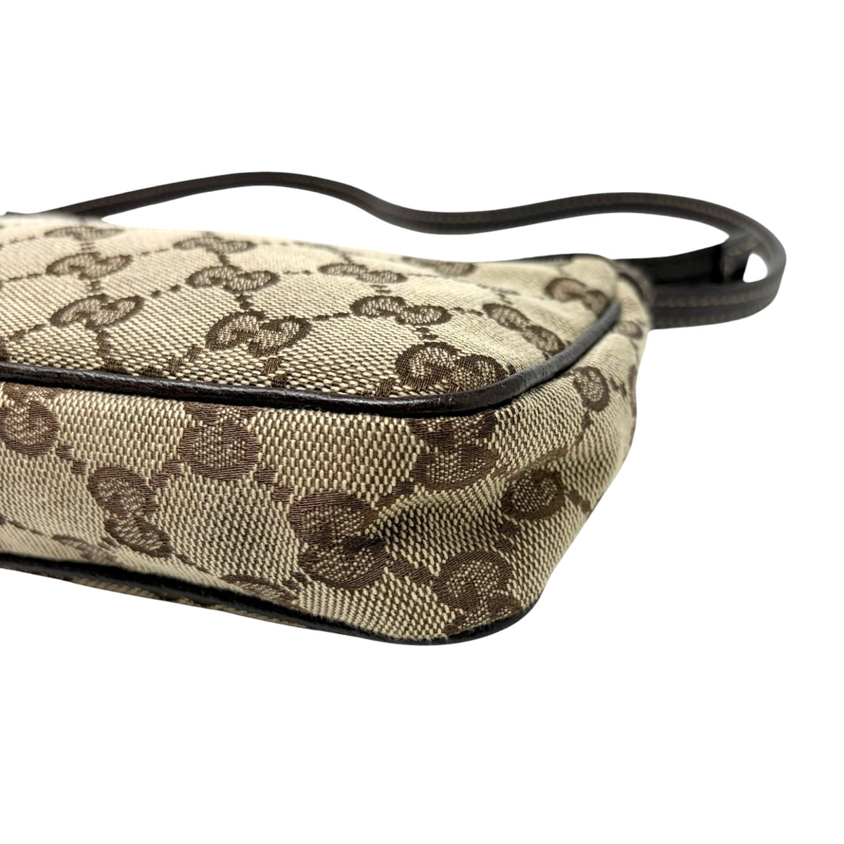 GUCCI Vintage GG Monogram Logo Pochette Mini Bag Charm Brown Canvas 902817
