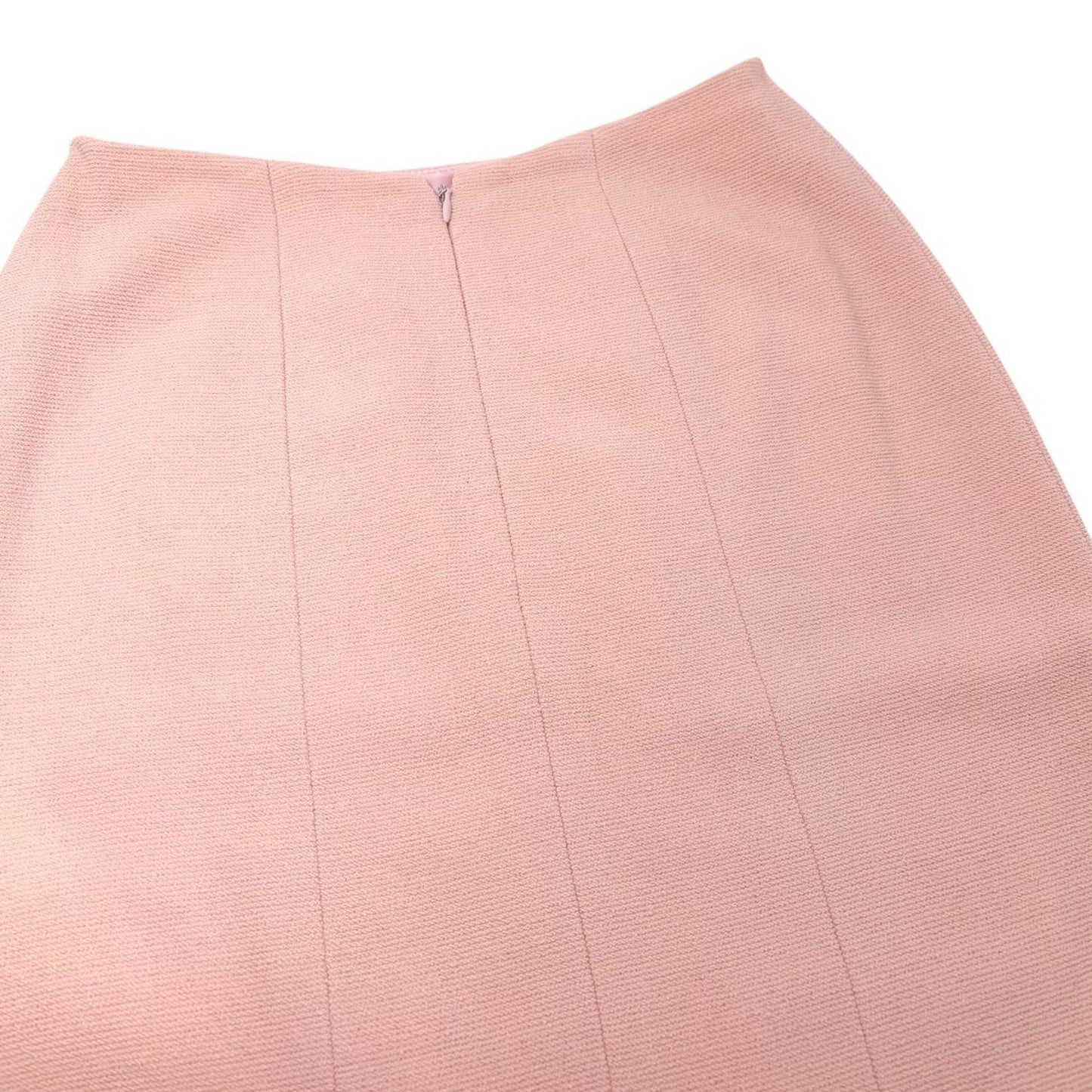CHANEL Vintage 94A CC Logo Button Tweed Jacket Skirt Set #38 Wool Pink Fringe