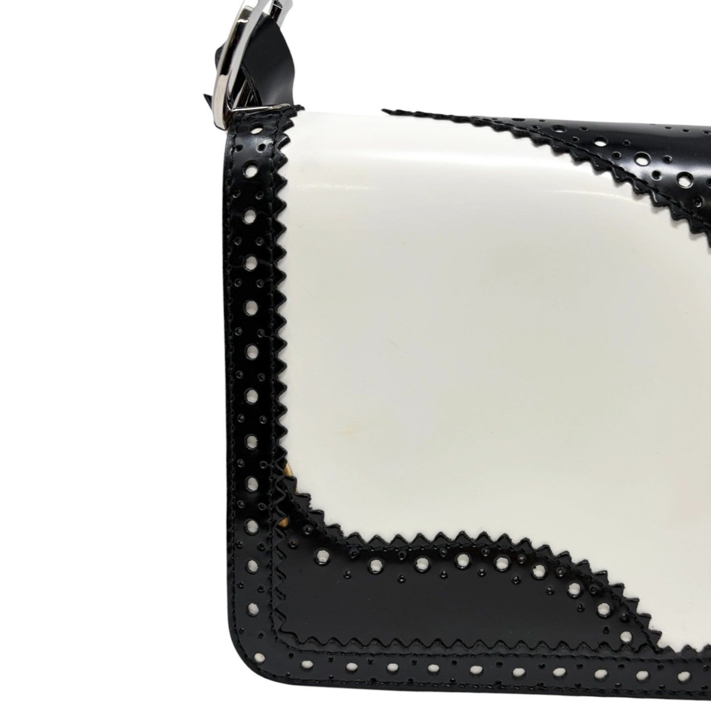 Christian Dior Vintage D'trick Pearl Bag White Black Leather Patent 902023