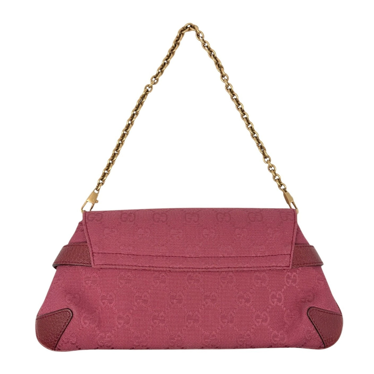 GUCCI Vintage GG Monogram Horsebit Chain Shoulder Bag Pochette Pink 902381