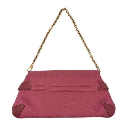 GUCCI Vintage GG Monogram Horsebit Chain Shoulder Bag Pochette Pink 902381