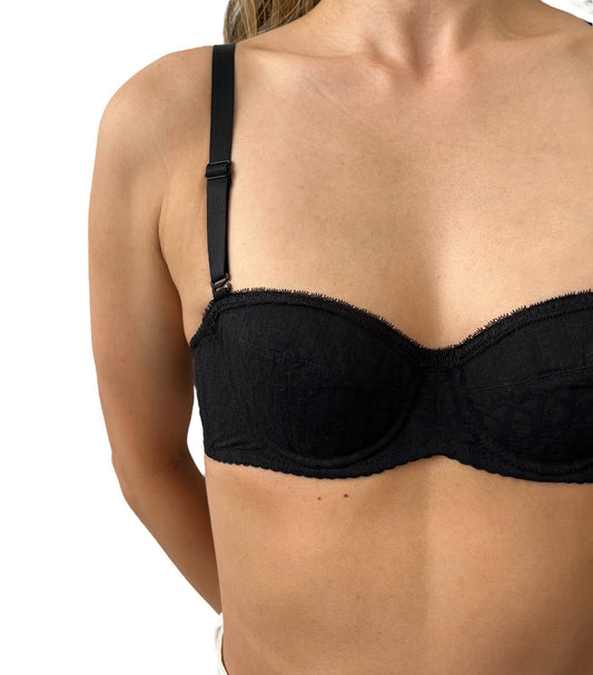 Christian Dior Vintage Trotter Monogram Bra Top #A65 Black Nylon Rank AA