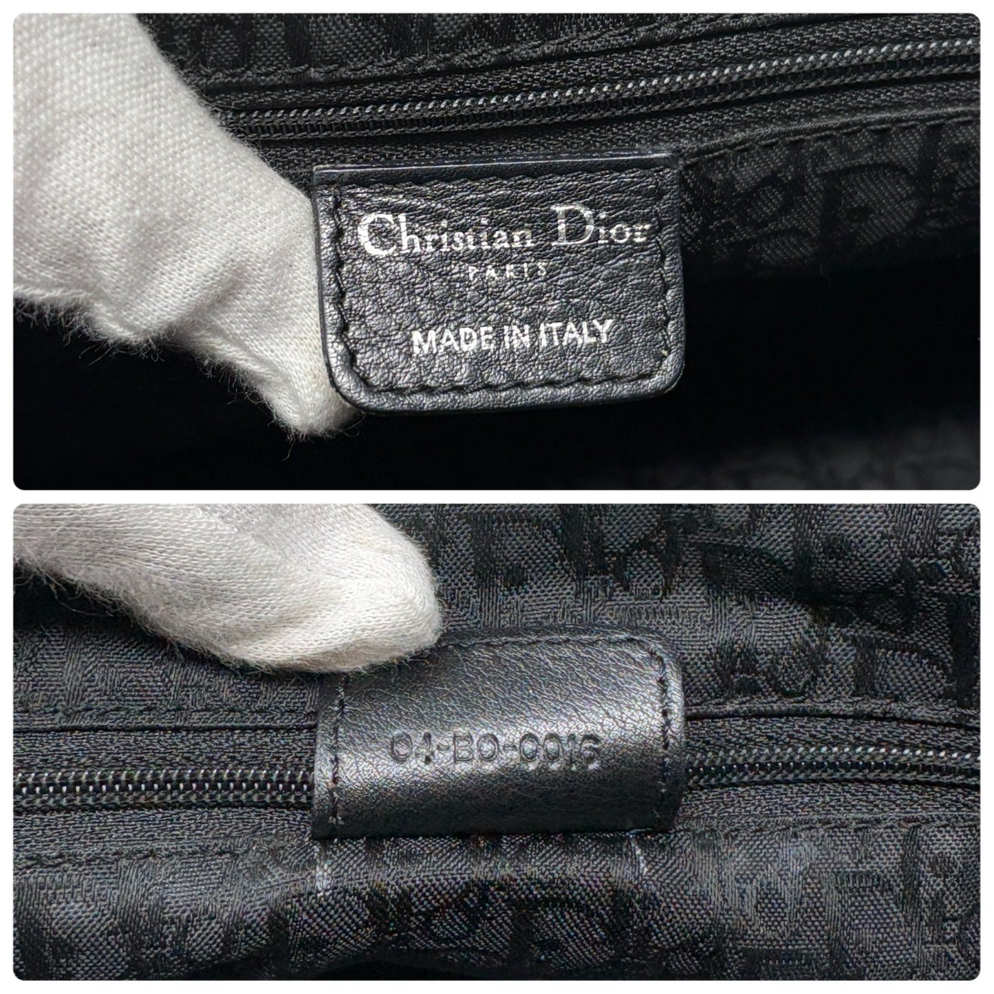 Christian Dior Vintage Logo Charm Shoulder Bag Black Silver Leather 901869