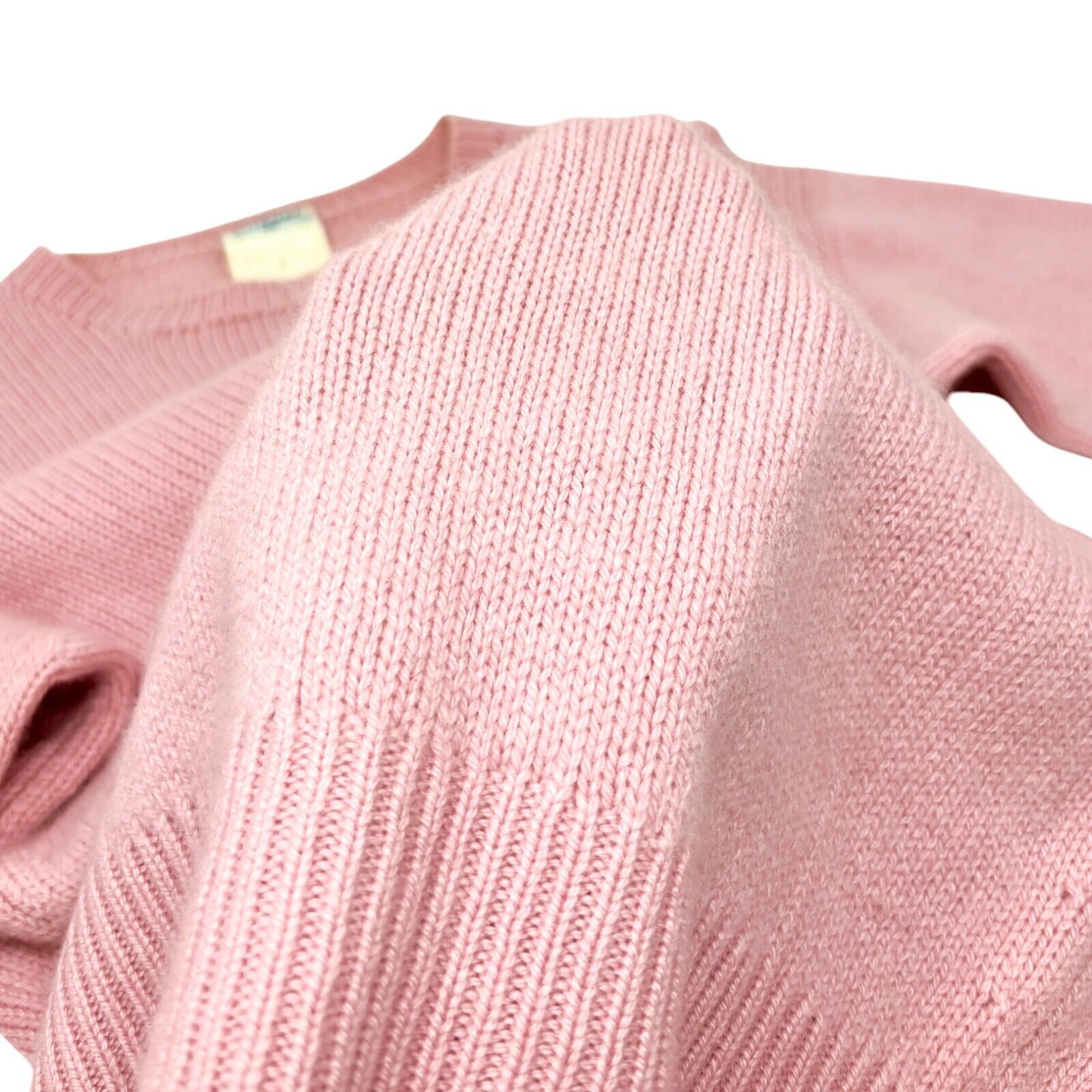 CHANEL Vintage 95A CC Logo Camellia Knit Sweater Top #42 Pink Cream Cashmere