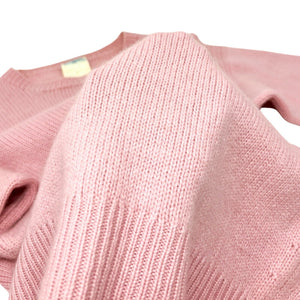 CHANEL Vintage 95A CC Logo Camellia Knit Sweater Top #42 Pink Cream Cashmere