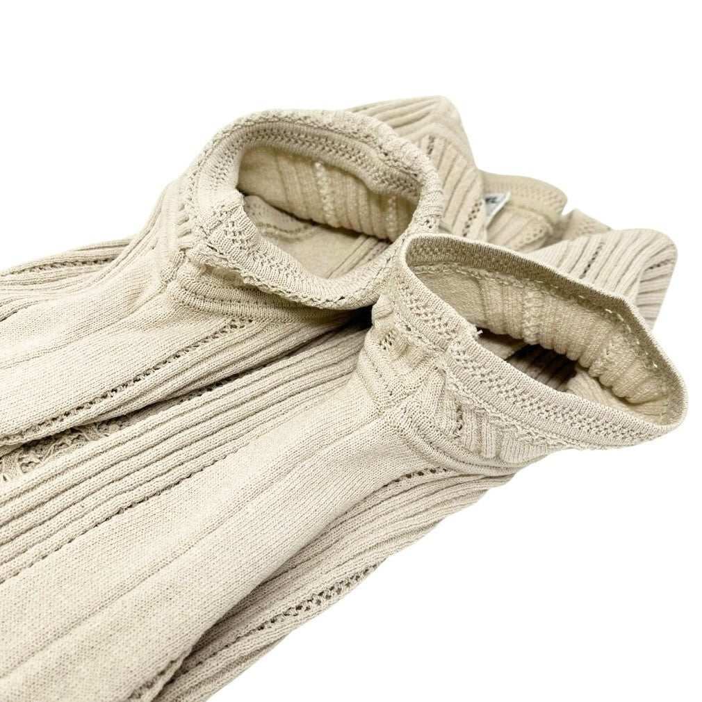 CHANEL Vintage 03P CC Mark Logo Knit T-shirt Top #36 Beige Cotton Polyester