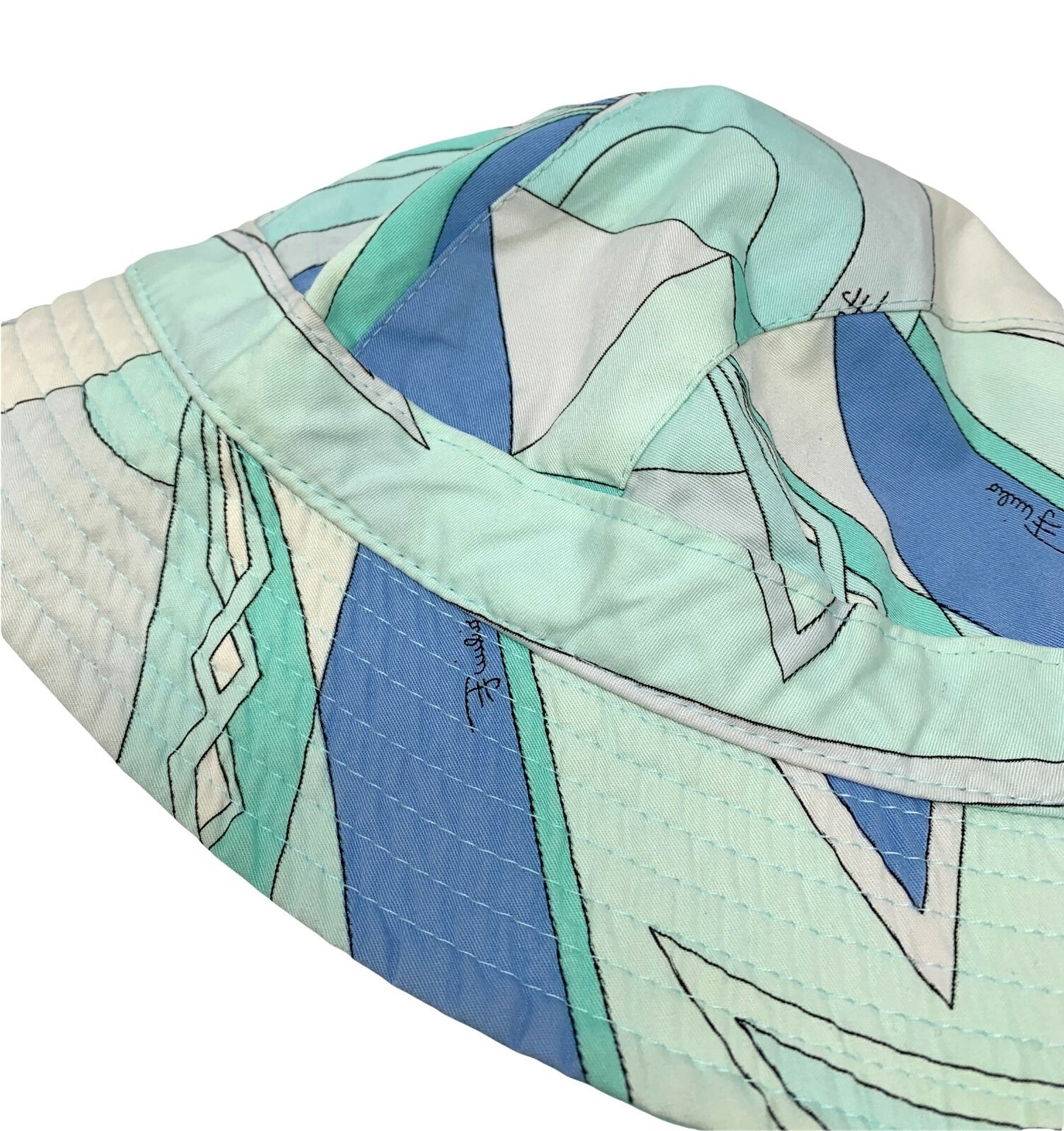 EMILIO PUCCI Logo Bucket Hat Accessory Green Blue Multicolor RankAB