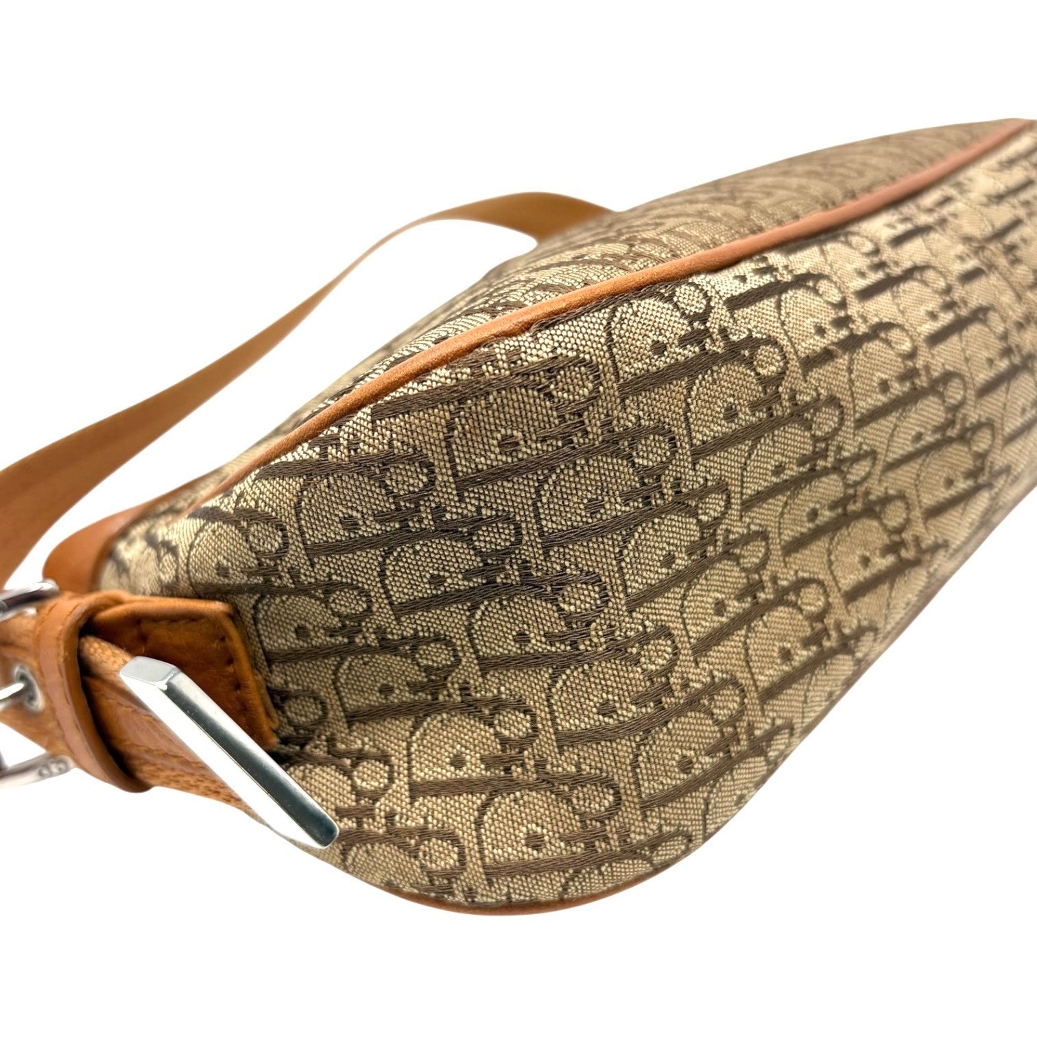 Christian Dior Vintage 2005 Trotter Monogram Street Chic Shoulder Bag Brown