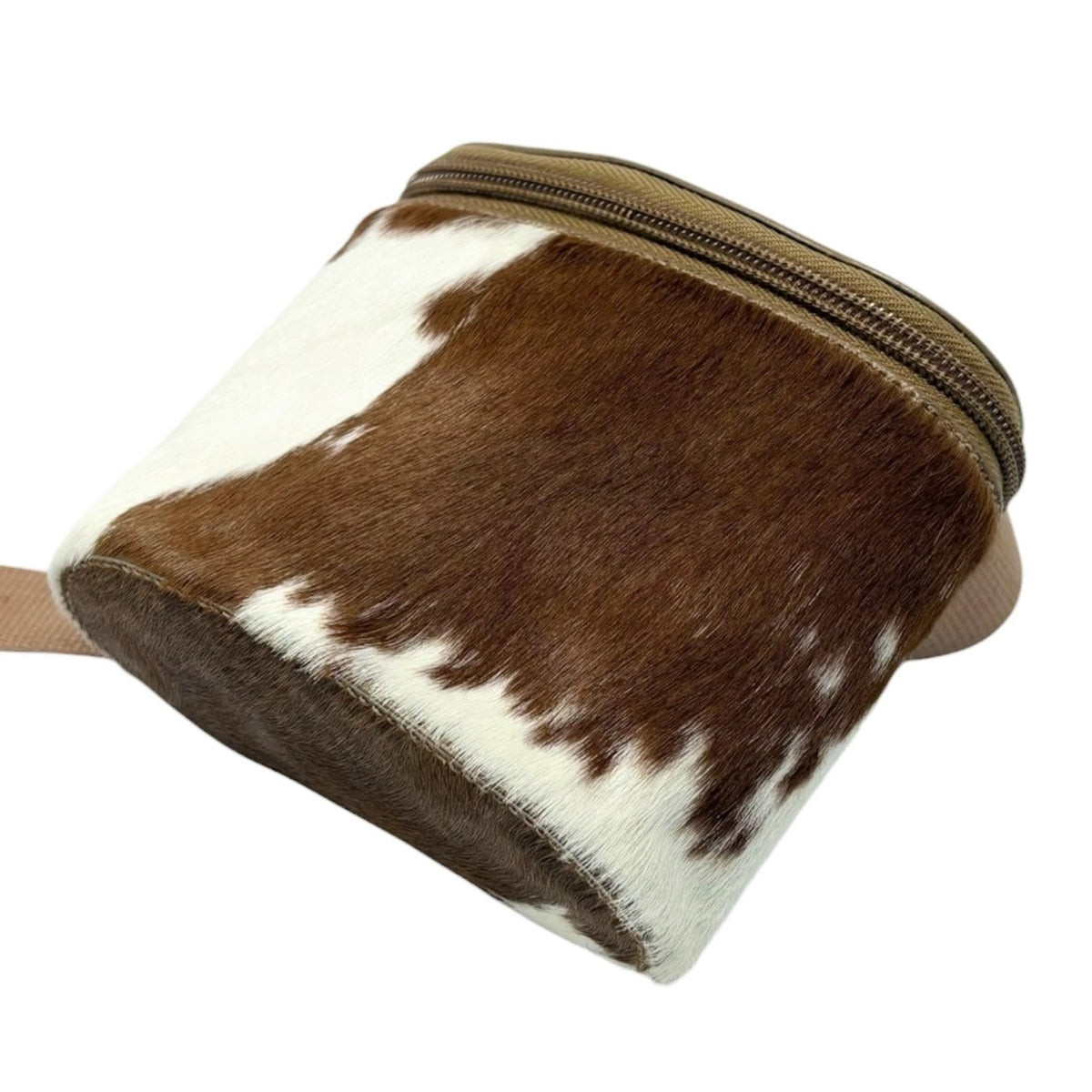 miu miu Vintage Logo Pony Calf Hair Cowhide Fanny Belt Bag Brown White 902807