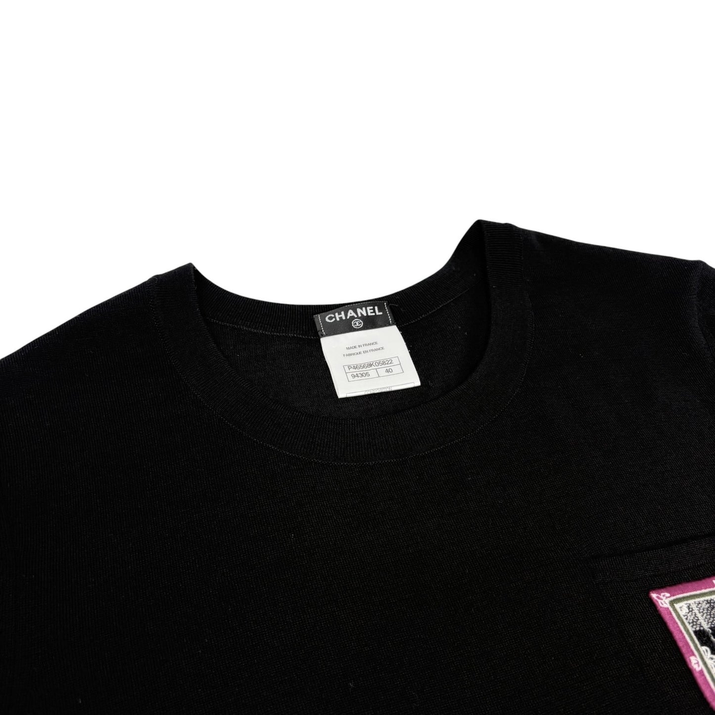 CHANEL Vintage P46568 CC Logo Patch T-shirt Dress #40 Black Purple 901866