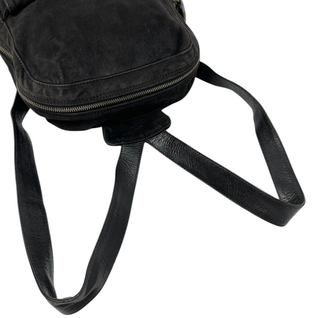 FENDI Vintage FF Logo Backpack Zip Black Green Suede Leather Front Pocket