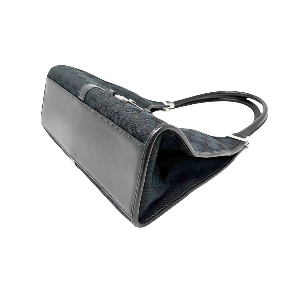 GUCCI Vintage GG Monogram Logo Jackie Shoulder Bag Black Silver Canvas 902251