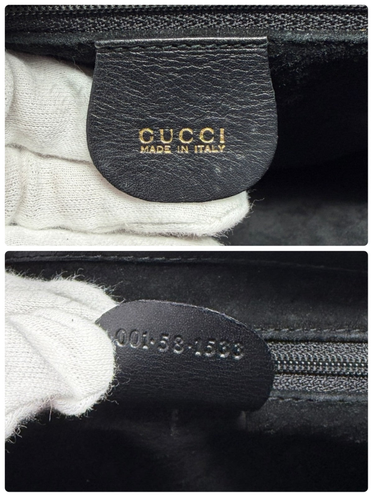 GUCCI Vintage Logo Horsebit Suede Bucket Shoulder Bag Black Gold 902395
