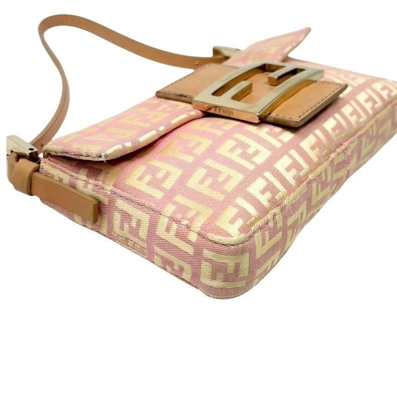 FENDI Vintage Zucchino Mamma Baguette Mini Bag Pochette Pink Beige 901893