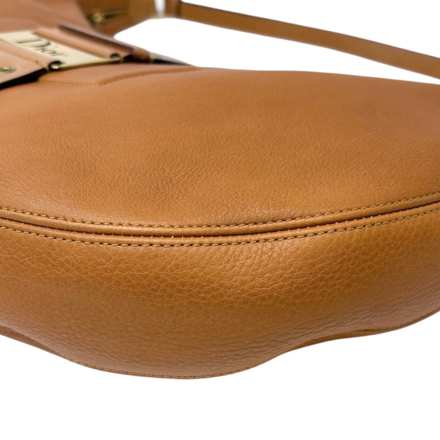 Christian Dior Vintage 2003 Street Chic Shoulder Hobo Bag Brown Gold Leather