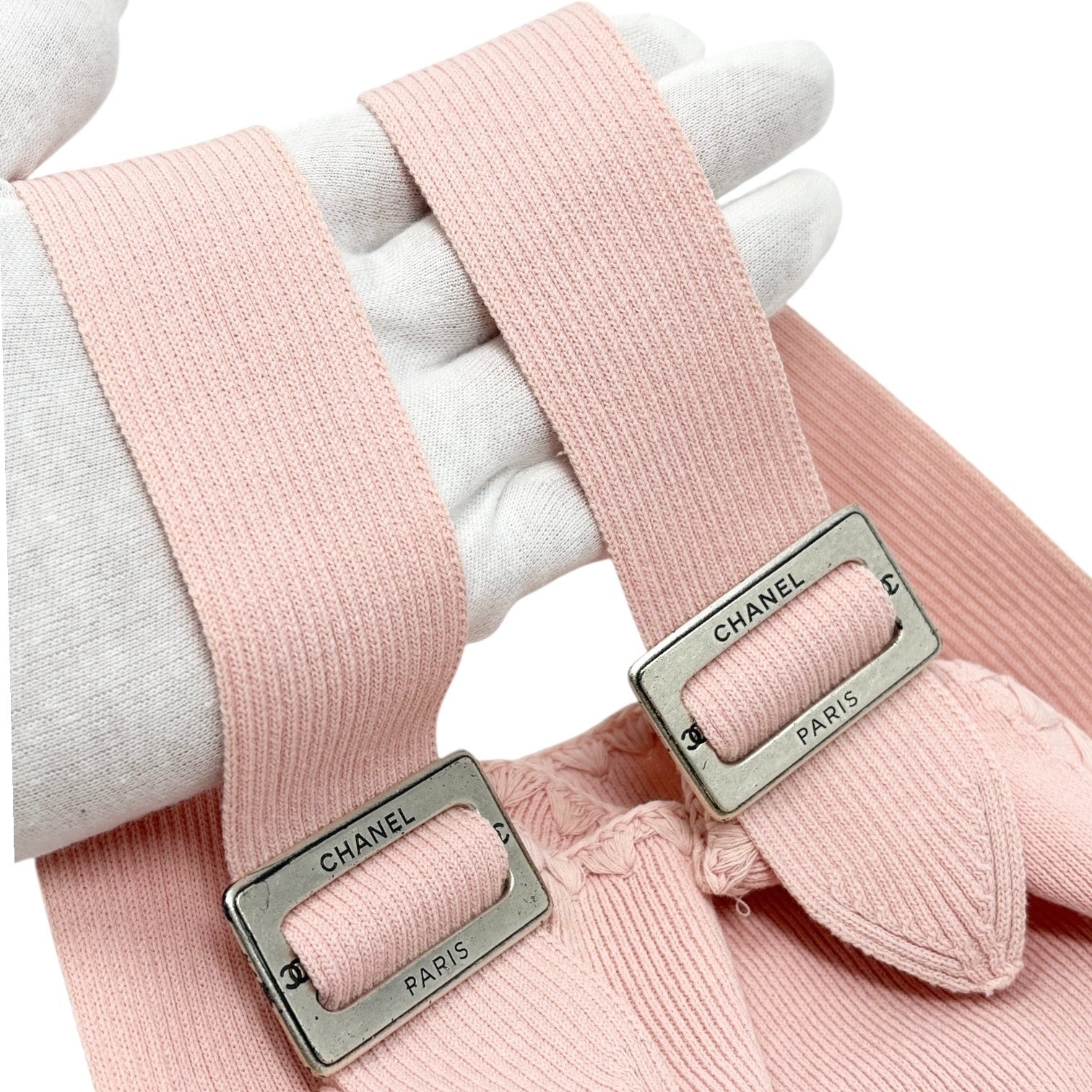 CHANEL Vintage 05C CC Logo Ribbed Knit Tank Top #38 Pink Cotton Camisole