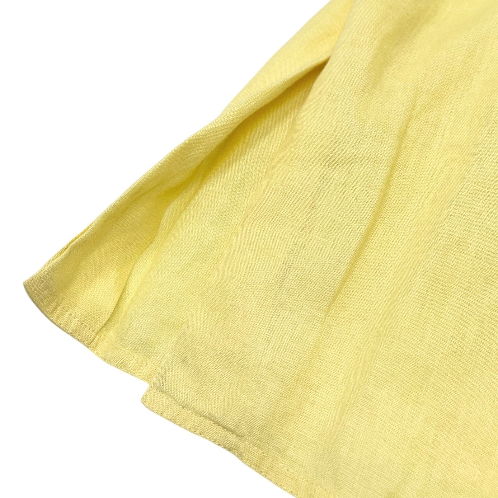 HERMES Vintage Logo Button Up Shirt Top #38 Long Sleeve Yellow White Linen