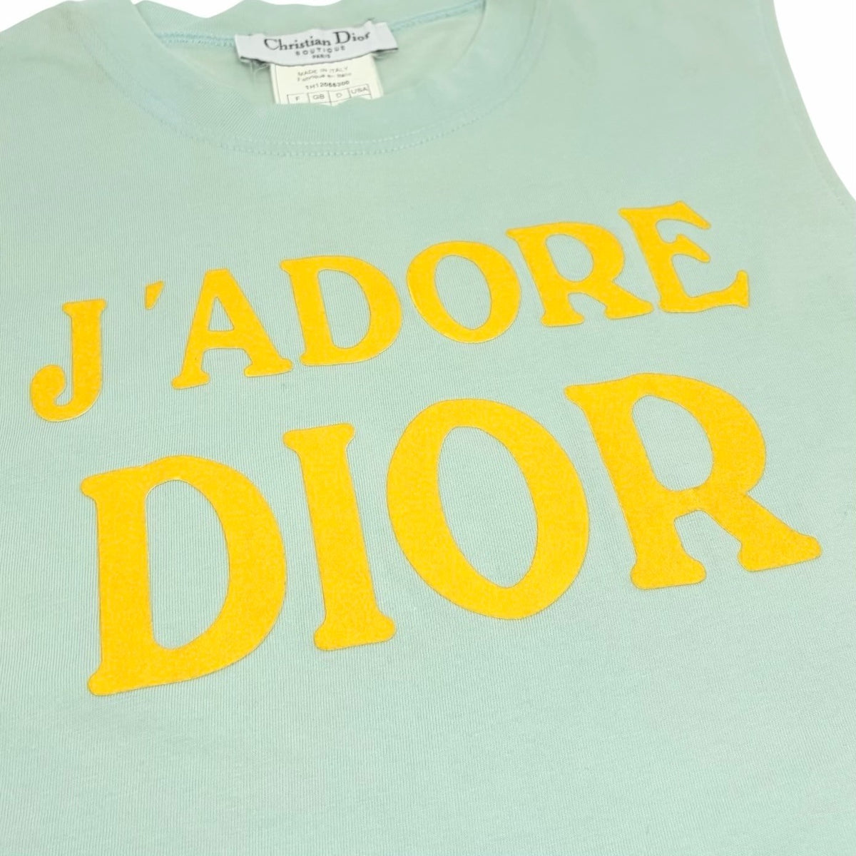 Christian Dior Vintage 2002 J'ADORE Logo Tank Top #36 Light Green Yellow 902366