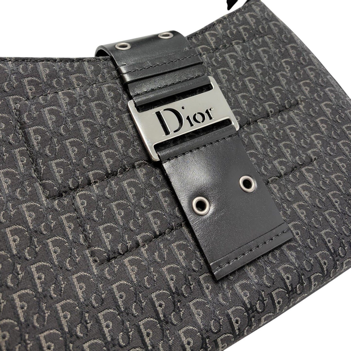 Christian Dior Vintage Street Chic Trotter Monogram Shoulder Bag Black 902443