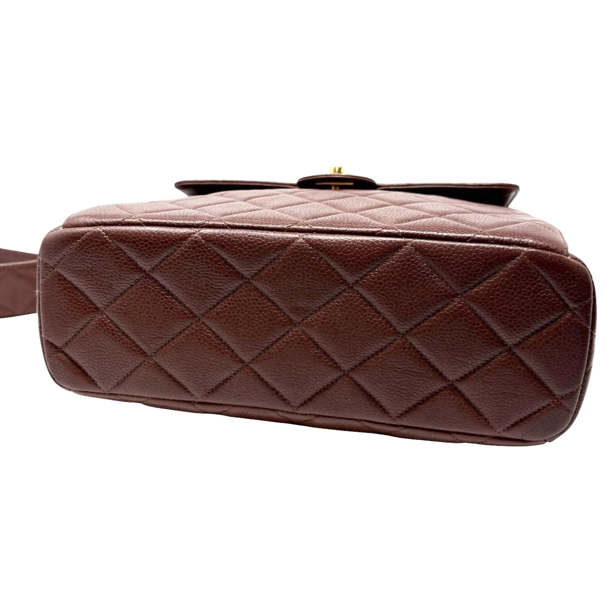 CHANEL Vintage CC Turnlock Quilted Flap Crossbody Bag Brown Gold Leather 902843