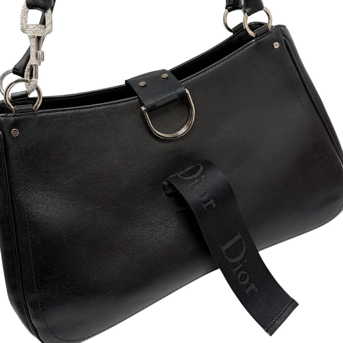 Christian Dior Vintage 2003 Hardcore Shoulder Bag Black Rhinestone 902384