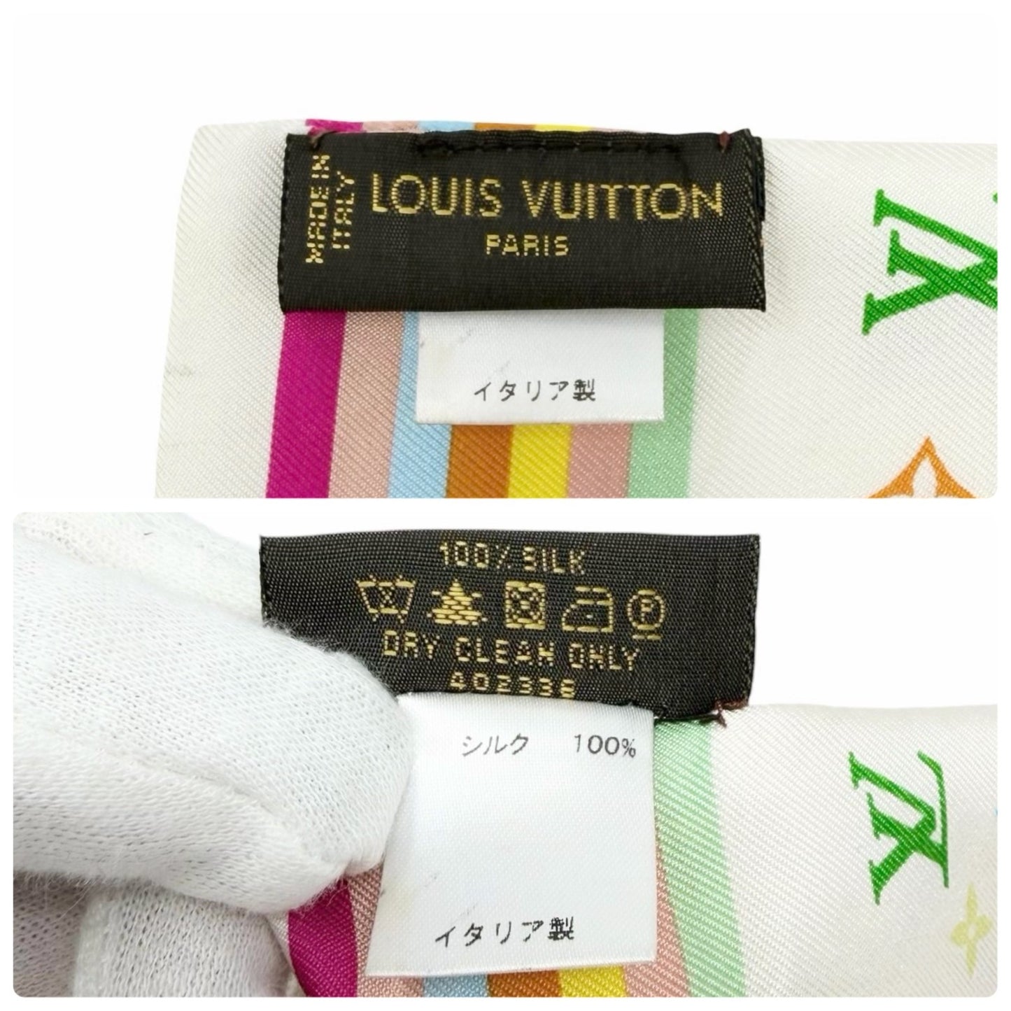 LOUIS VUITTON Vintage LV Monogram Multicolor Bandeau Scarf Silk Hair 902245
