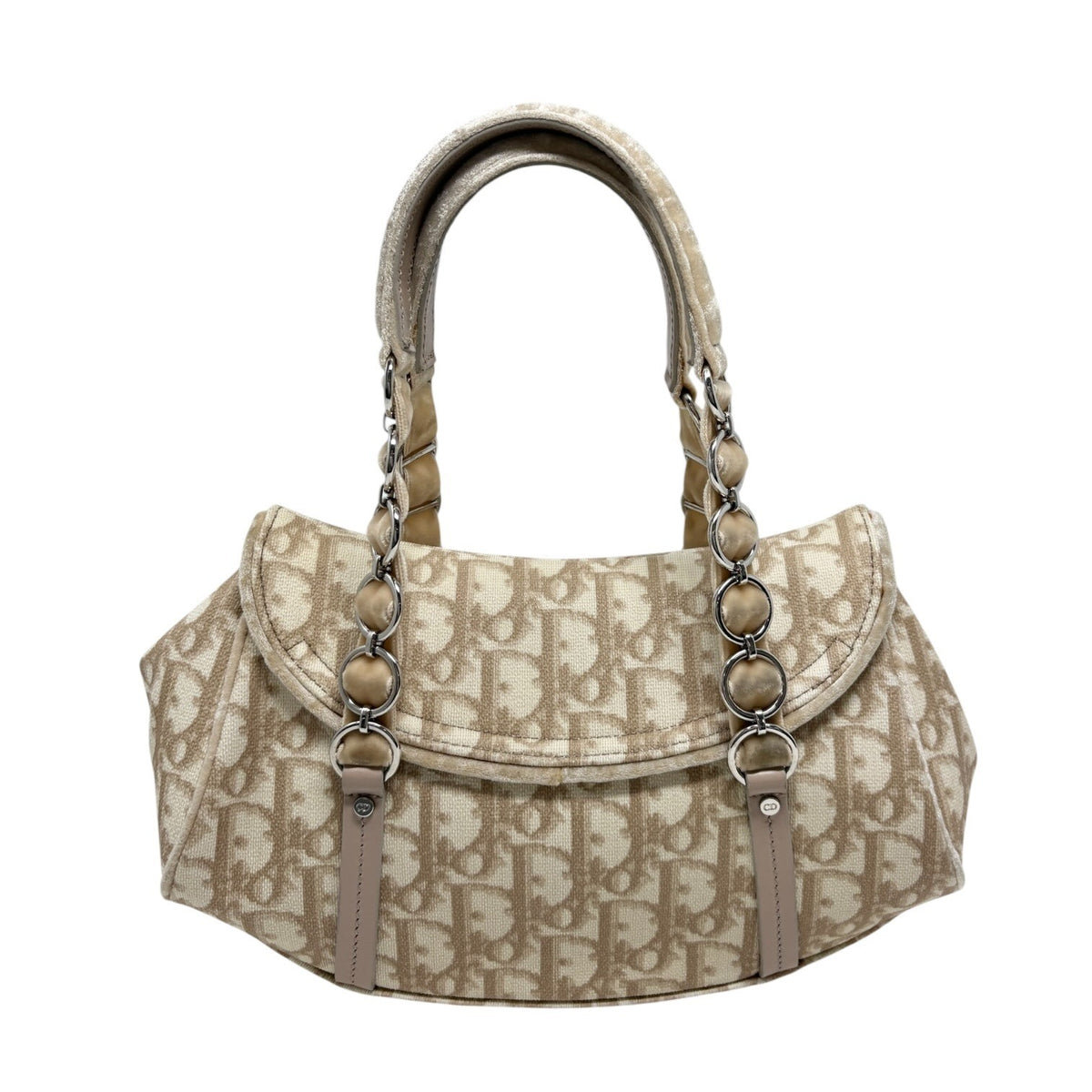 Christian Dior Vintage 2005 Trotter Monogram Romantique Bag Beige PVC 902345