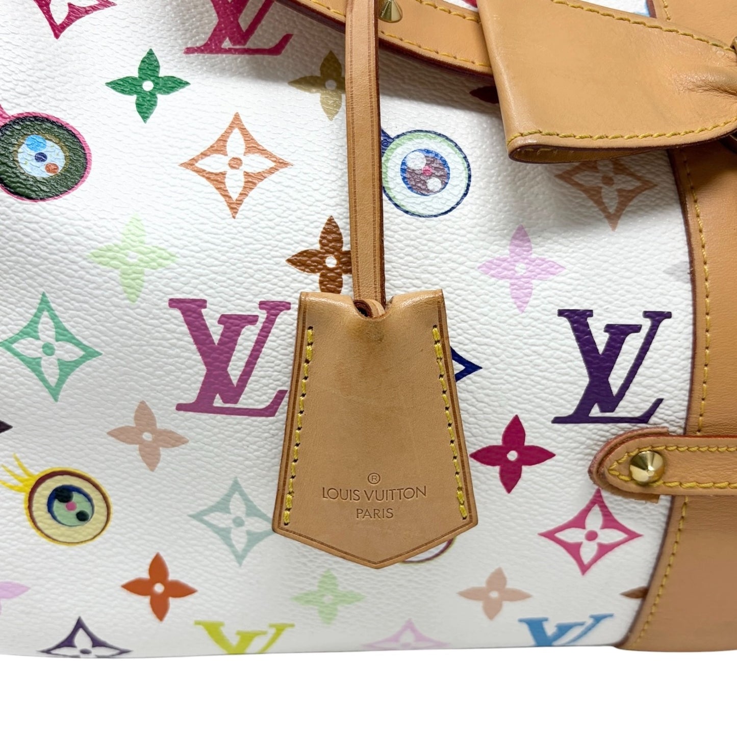 LOUIS VUITTON Vintage Eye Love Monogram Multicolor Key Tote Bag Beige 106912