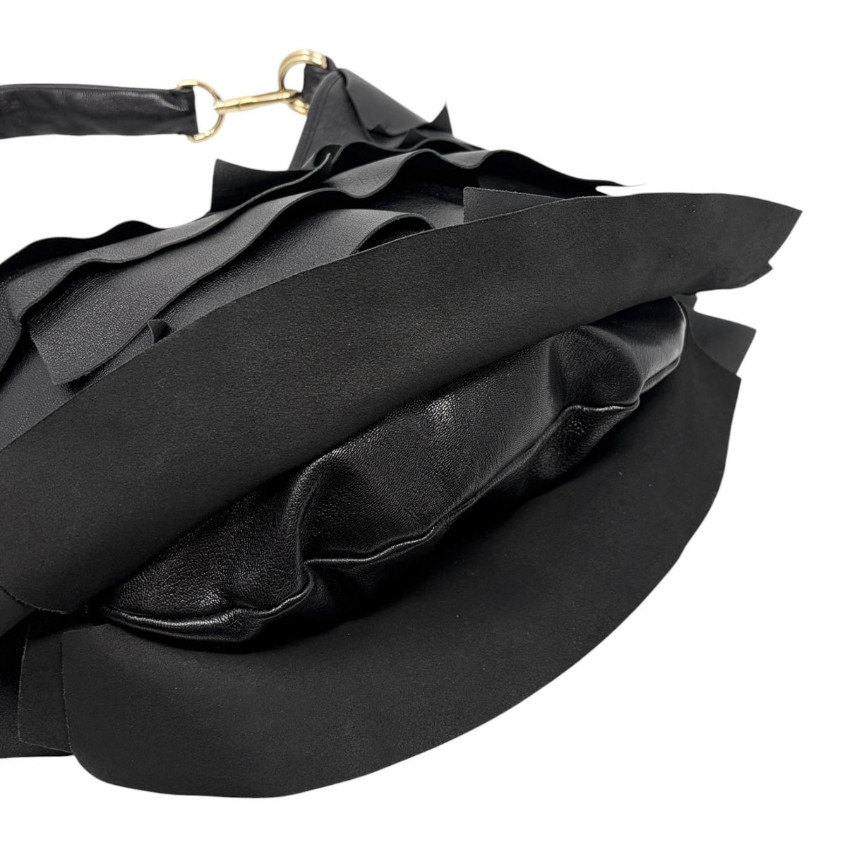 Yves Saint Laurent Vintage YSL Saint Tropez Frill Shoulder Bag Black 902378