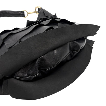 Yves Saint Laurent Vintage YSL Saint Tropez Frill Shoulder Bag Black 902378