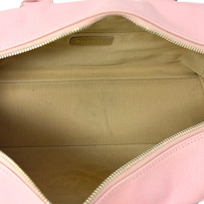 CHANEL Vintage Bic CC Logo Timeless Quilted Leather Boston Bag Pink 902272