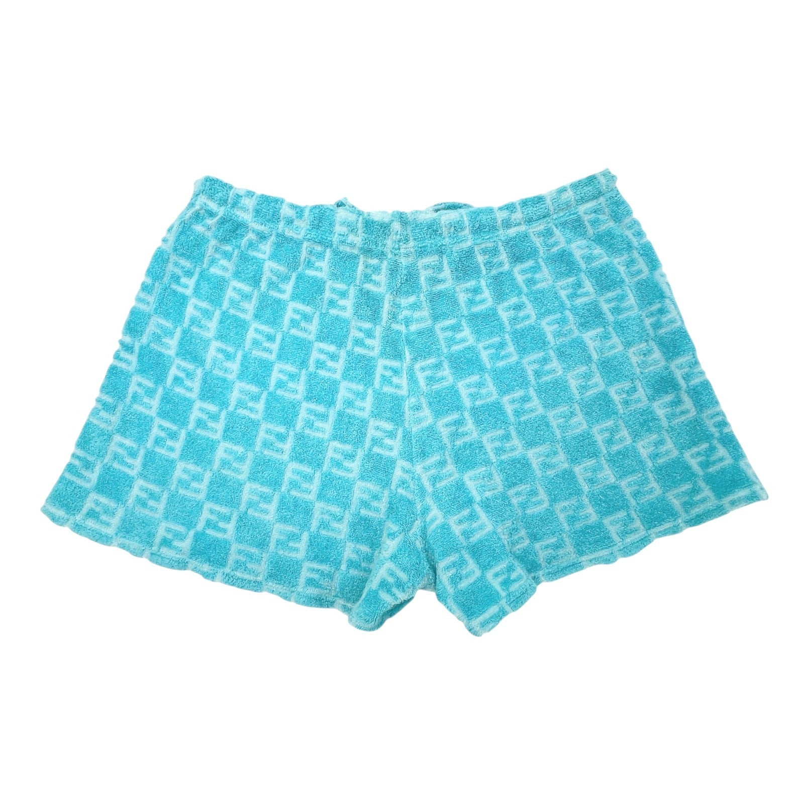 FENDI Vintage Zucchino Monogram Tank Top Short Pants Set #40 #44 Cropped Blue