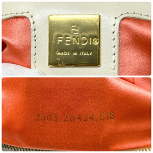 FENDI Vintage Logo Mamma Baguette Shoulder Bag Orange Cotton Blend Wave Rank B