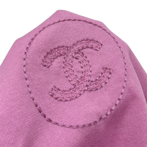 CHANEL Vintage 07P CC Summer Knit Circle Logo Top #36 Stitch Pink Cotton RankAB