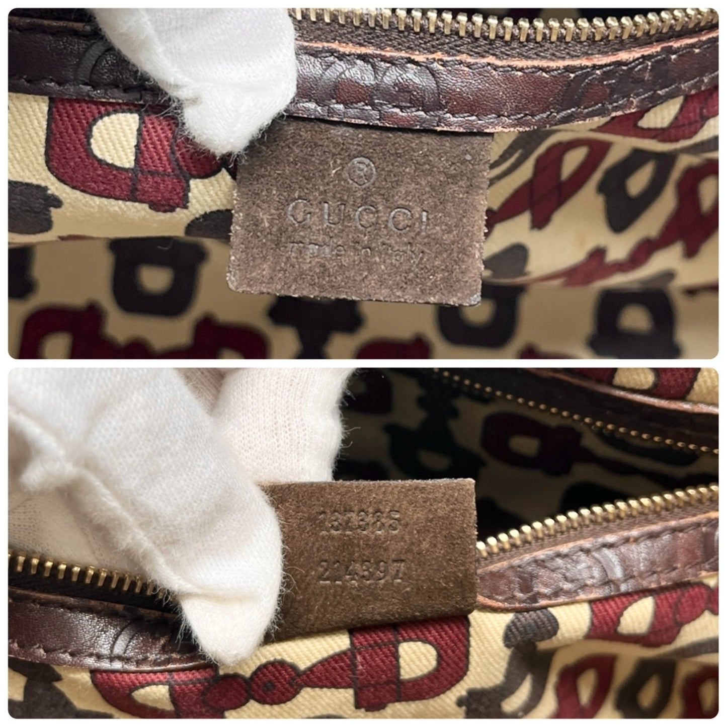 GUCCI Vintage GG Monogram Horsebit Suede Shoulder Bag Tote Brown Gold Leather