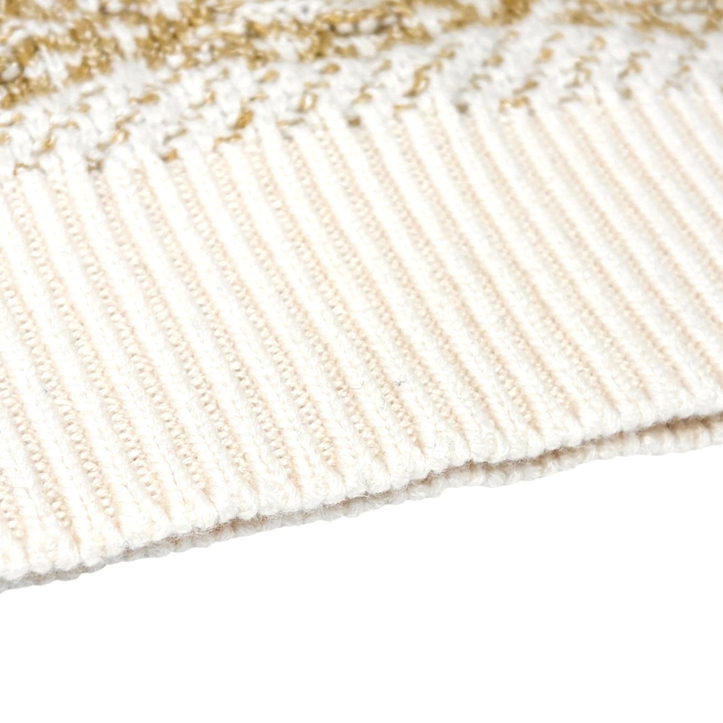 CHANEL P63133 CC Logo Cashmere Knit Sweater Top #34 Beige Cream Cotton