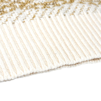 CHANEL P63133 CC Logo Cashmere Knit Sweater Top #34 Beige Cream Cotton 106083